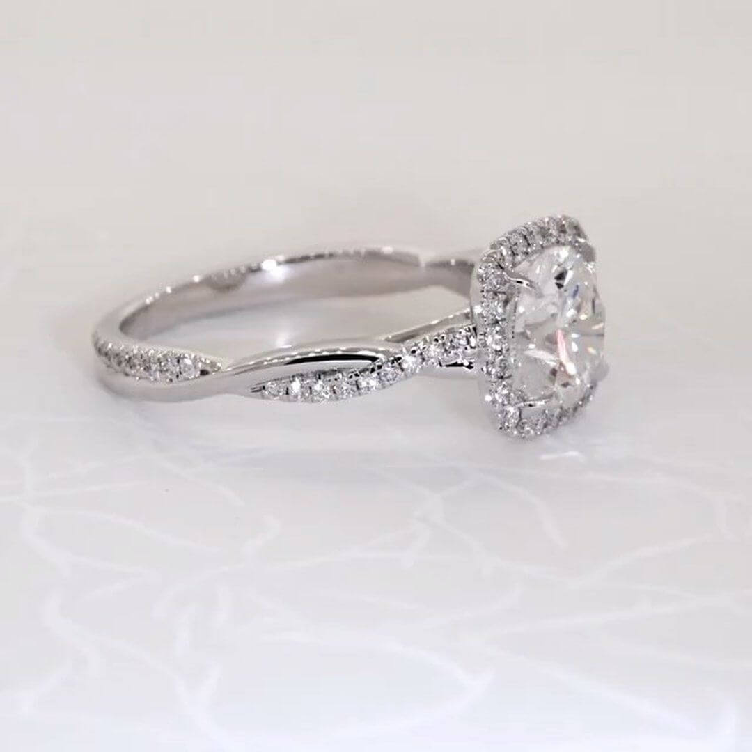 Brilliant Earth Petite Twisted Vine Halo Diamond Engagement Ring