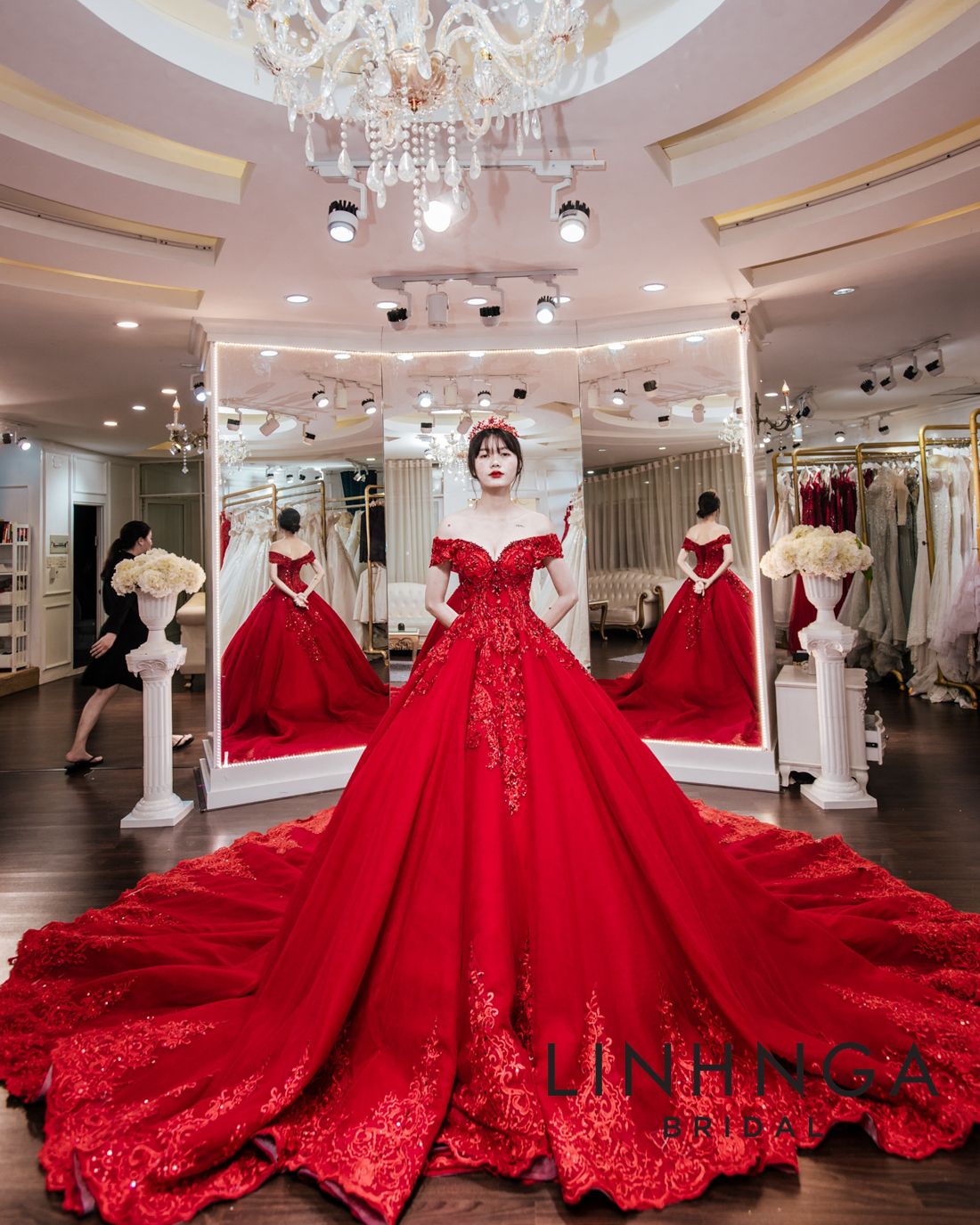 Đầm thời trang nữ mặc đi chơi có mút chất nhung cứng loại 1 cổ tàu cột dây  tay phồng váy xoè gối màu đỏ  Shopee Việt Nam